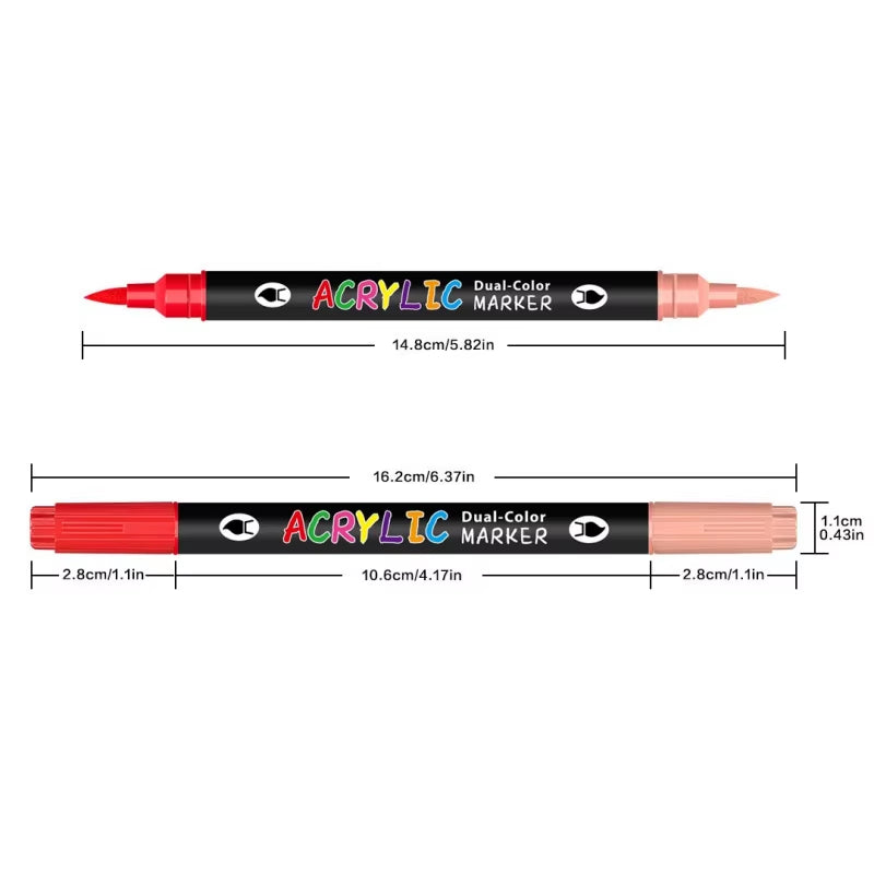 24-120 Colors Acrylic Paint Markers Pens Set Dual Tip Acrylic Paint Markers DIY Brush Tip and Fine Rock Painting Art Supplies