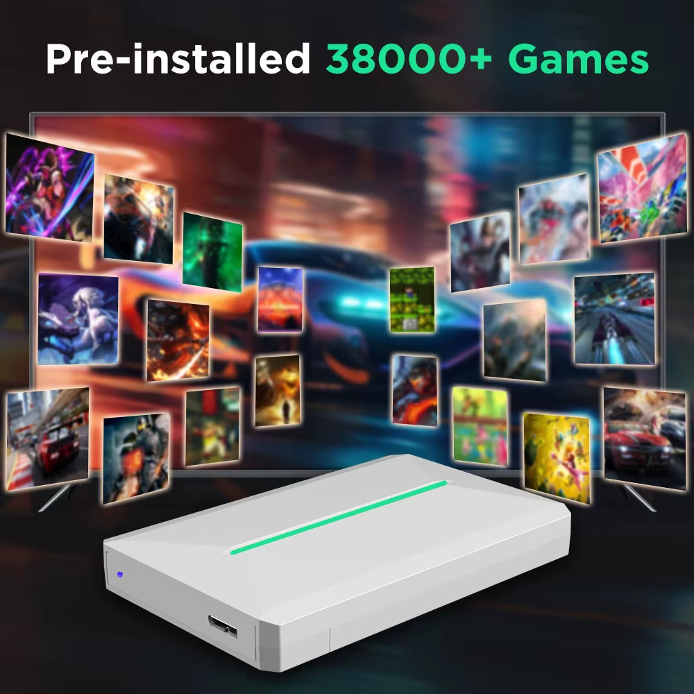 Pc/Retro Game Consoles&Hard Drive for Ps3/Ps2/Ps1/Switch/Dreamcast/Saturn/Wiiu with 38000+ Games&42 PC Games for WIN Pc/Laptop