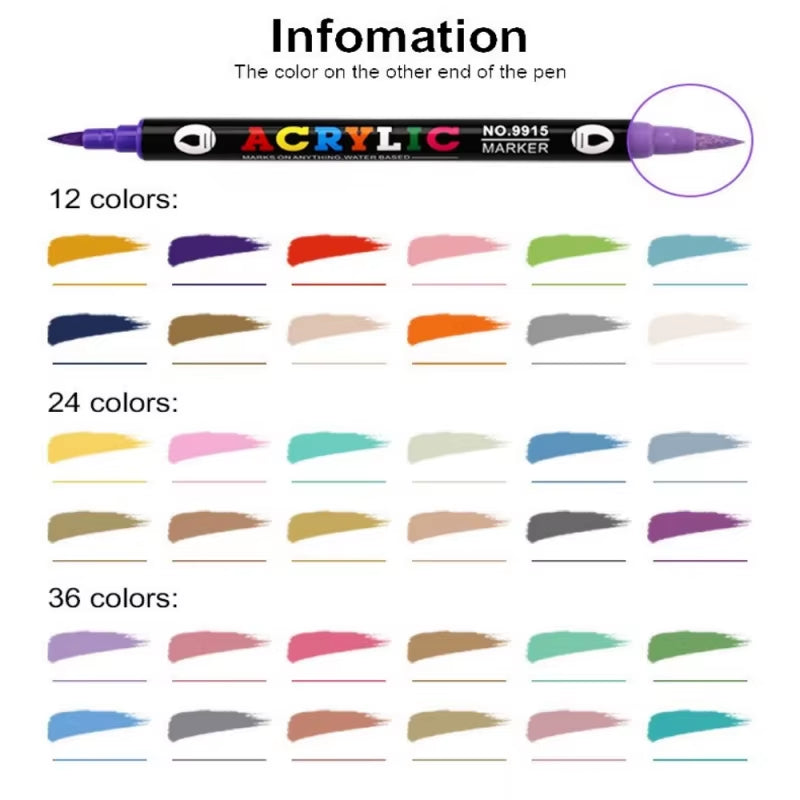 24-120 Colors Acrylic Paint Markers Pens Set Dual Tip Acrylic Paint Markers DIY Brush Tip and Fine Rock Painting Art Supplies