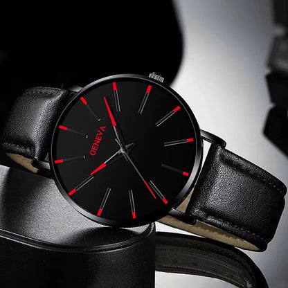 3Pcs Set Fashion Mens Watches Luxury Casual Leather Quartz Wristwatch Men Business Sports Wrist Watch Bracelet Necklace Set