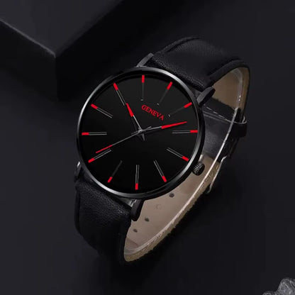 3Pcs Set Fashion Mens Watches Luxury Casual Leather Quartz Wristwatch Men Business Sports Wrist Watch Bracelet Necklace Set