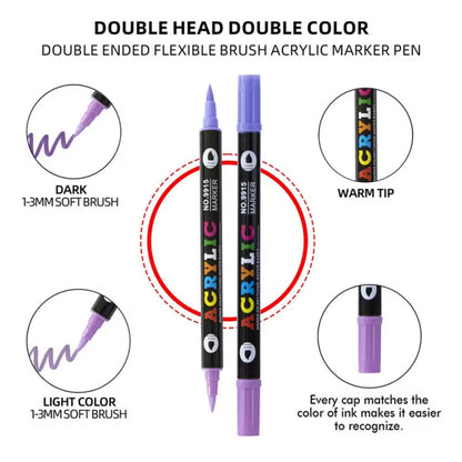 24-120 Colors Acrylic Paint Markers Pens Set Dual Tip Acrylic Paint Markers DIY Brush Tip and Fine Rock Painting Art Supplies
